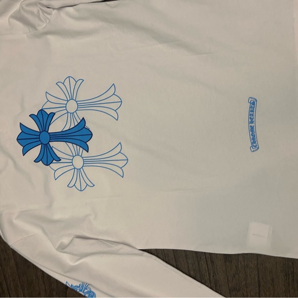 CHROME HEARTS- White/Sky Blue Long Sleeve T-Shirt - Picture 9 of 15